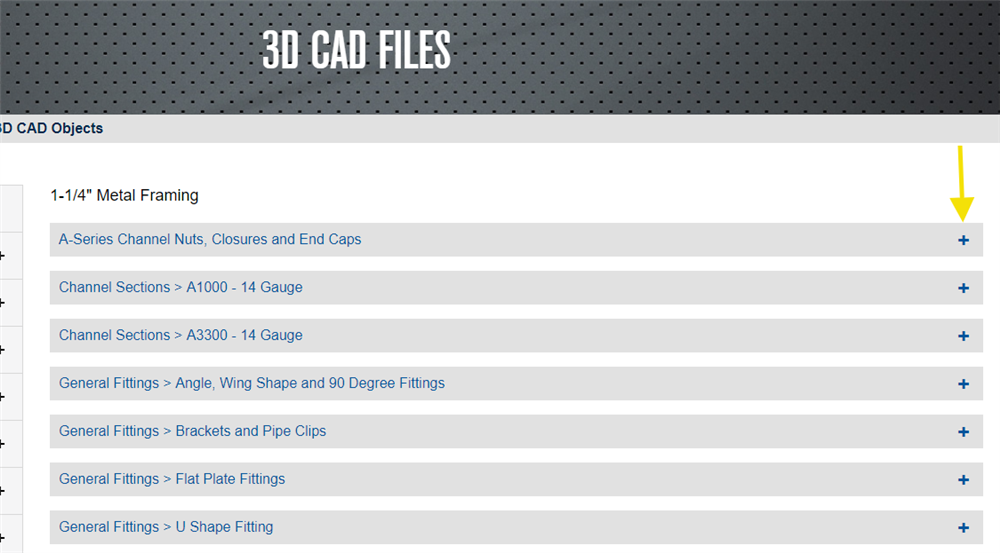 Unistrut 1 1-4 3D CAD Drawing download option screenshot