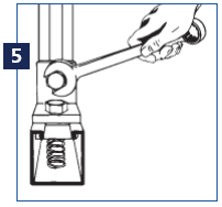 Step five of making a Unistrut connection: tightening the connection.