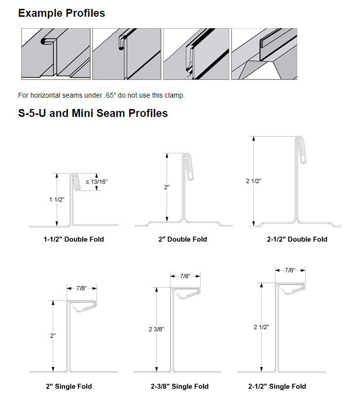 Profiles of S-5-U clamps