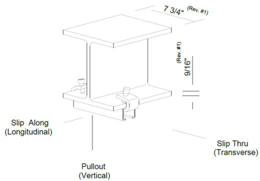 Unistrut P1985S Beam Clamps Tech Drawing