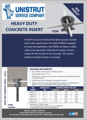 Unistrut P3246 Concrete Insert Tech Data