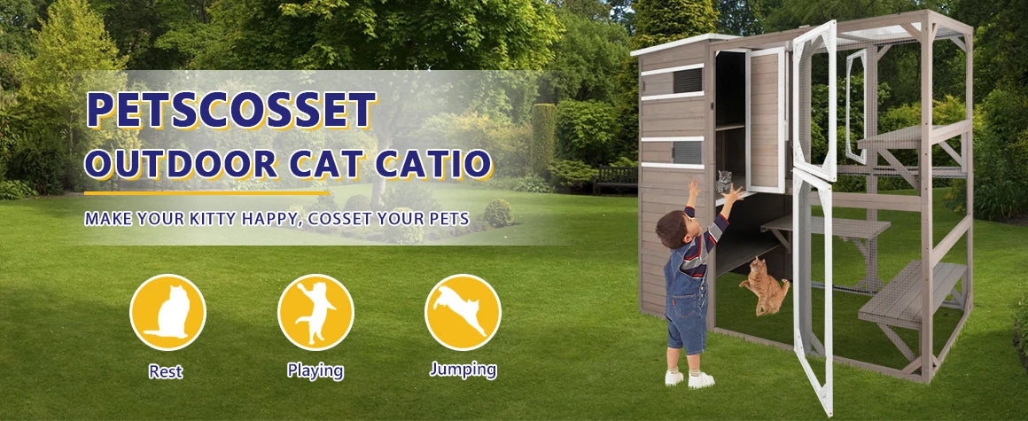 Overview of Petscosset CAT17 weatherproof wooden cat enclosure
