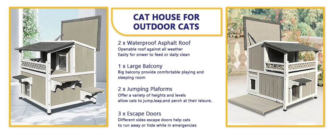 Durable grey wood construction with weatherproof roofing