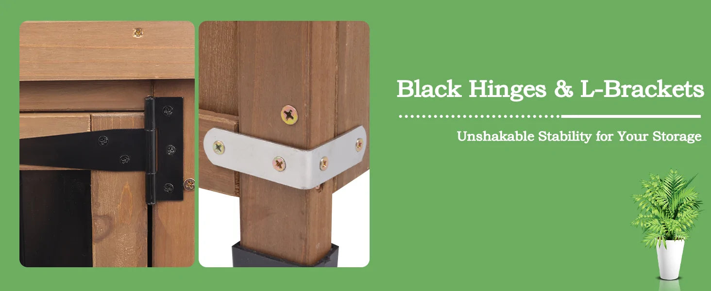 Easy-access double doors for garden tools and supplies