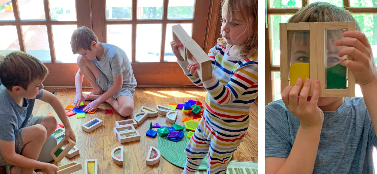 Image of children using colorful sensory-based learning toys