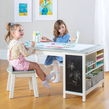 Kids Art Table and Chairs Set Craft Table with Large Storage Desk