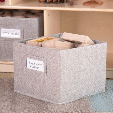 Includes 3 fabric, deep storage bins