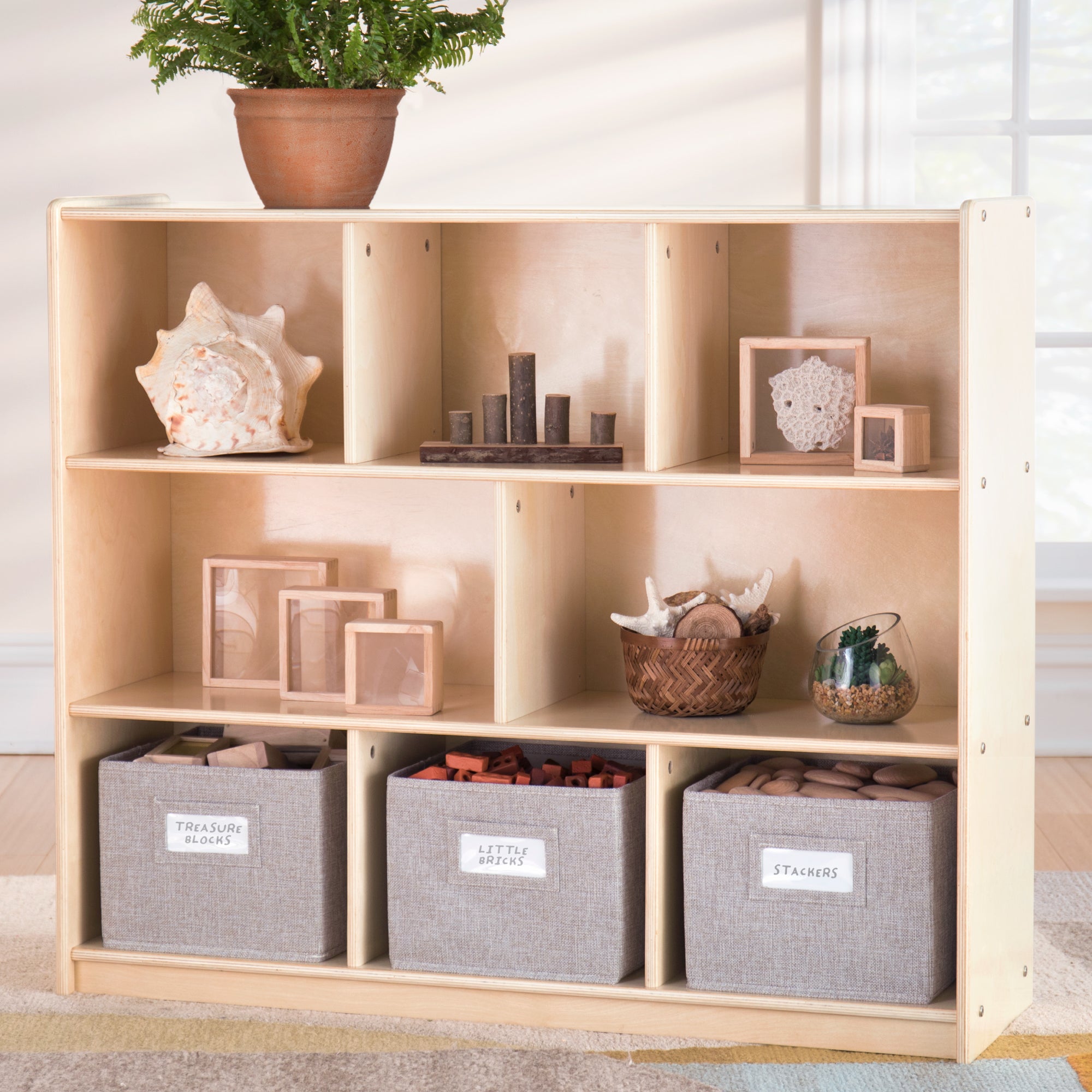 EdQ 3-Shelf 8 Compartment Storage 36" - Natural