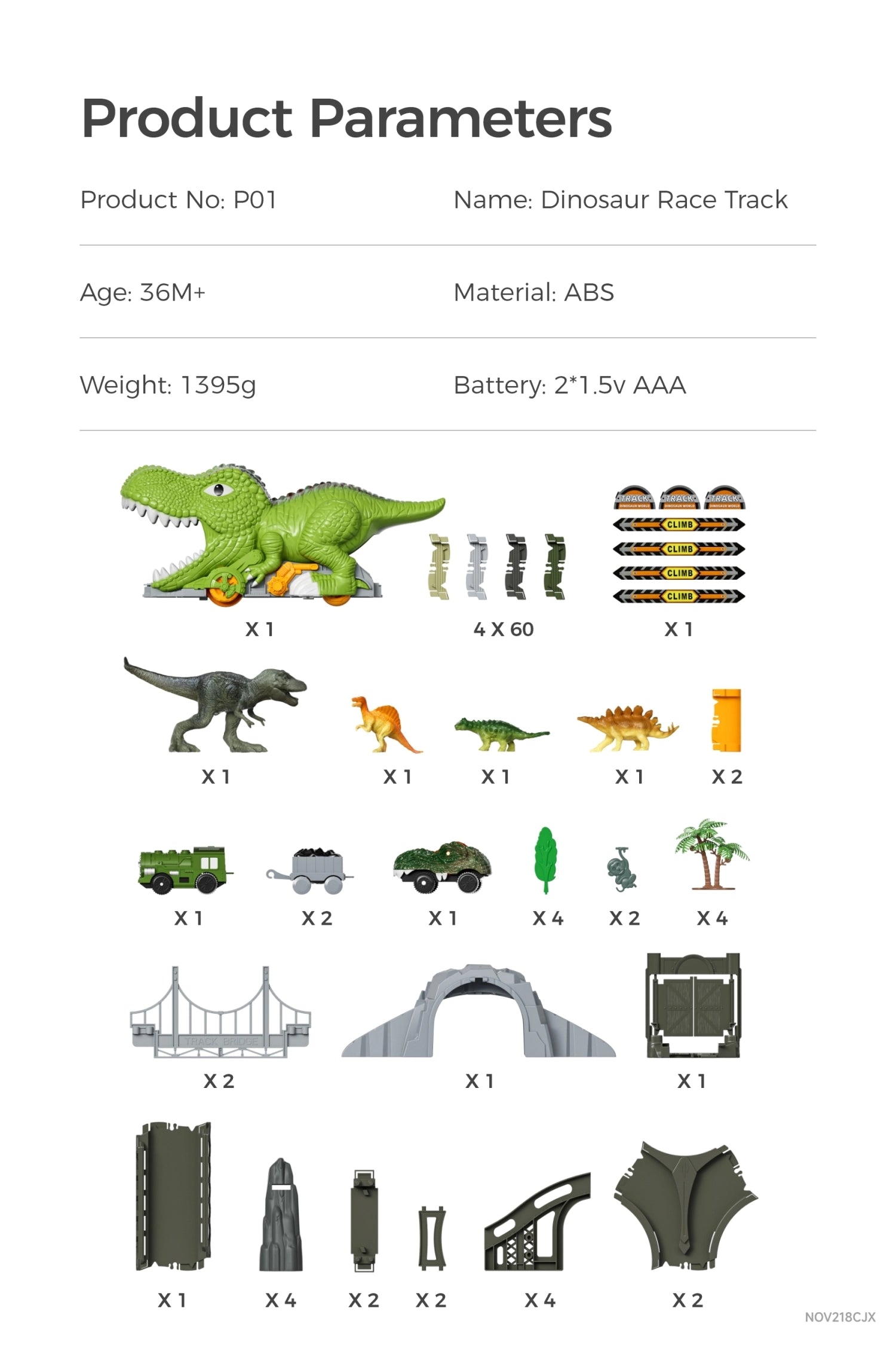 281 Pcs dinosaur train toys with flexible tracks