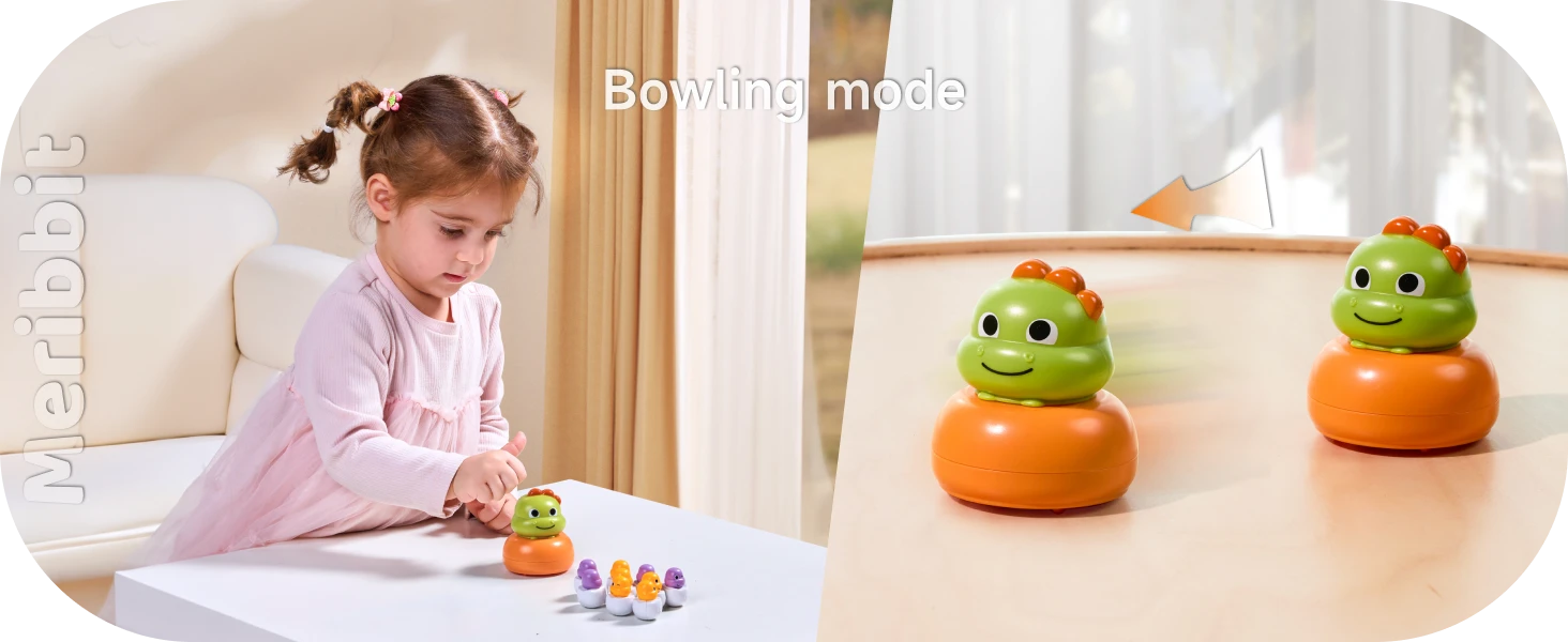 4-in-1 Dinosaur Educational Toy Comes with a dinosaur rolling car to play a fun bowling game, helping kids develop their aiming and rolling skills.