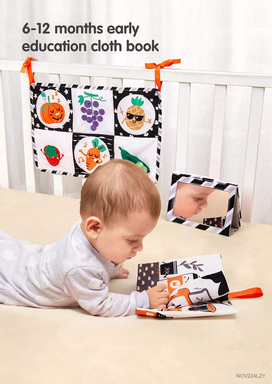 Activity sensory toy set with soft cloth books for babies