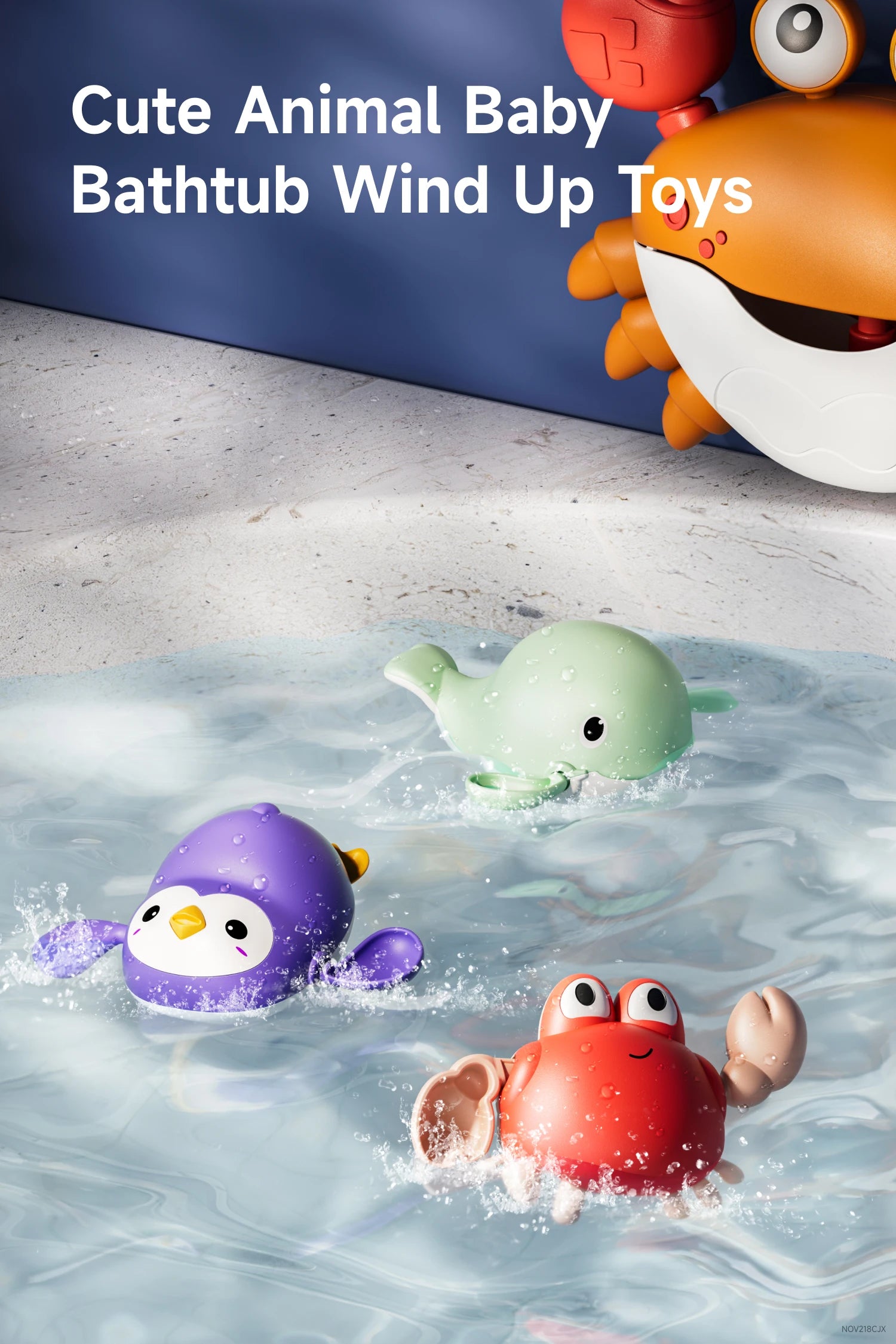 Automatic crab bubble maker for bathtub fun with music