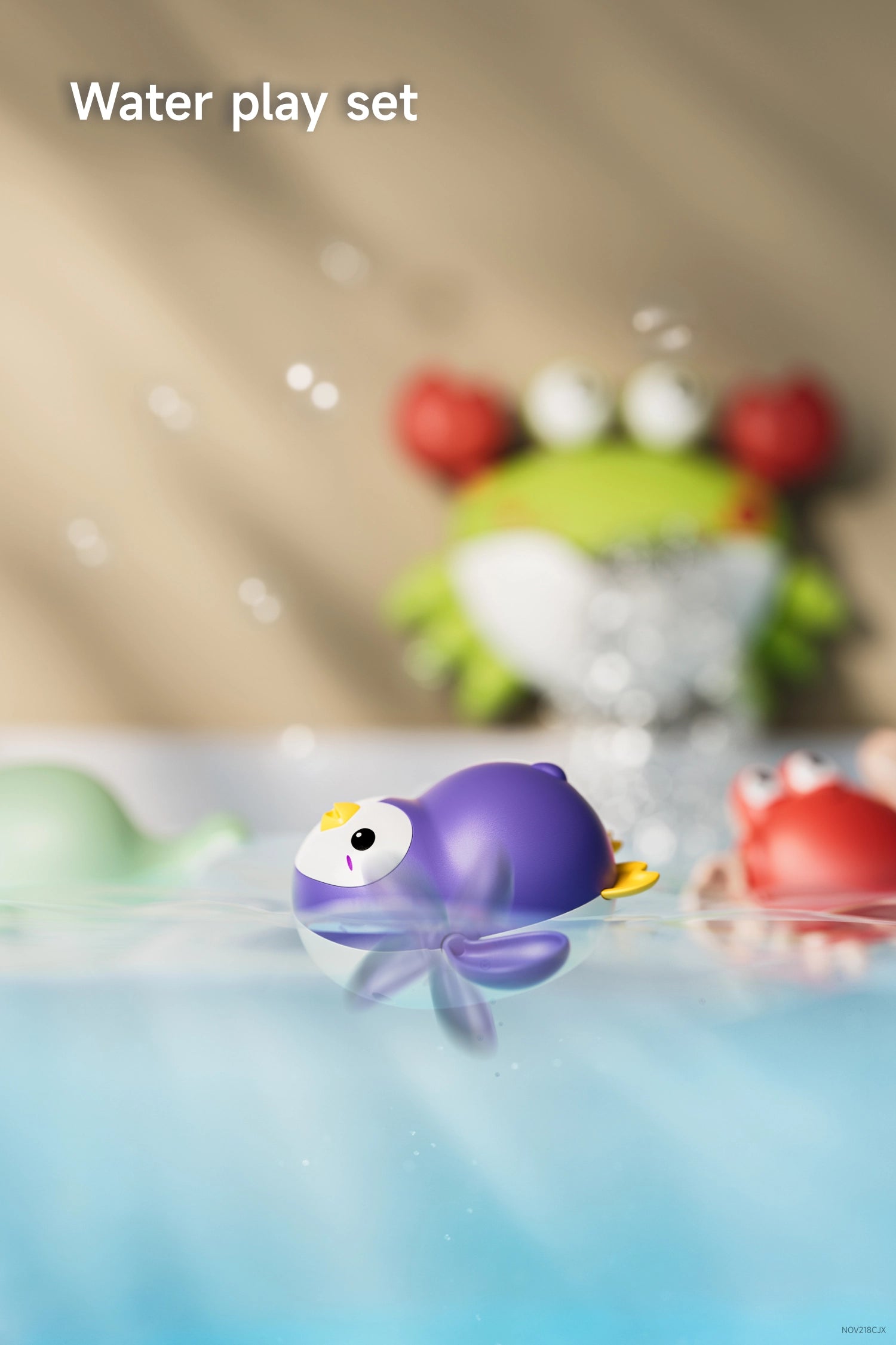 Automatic crab bubble maker for entertaining bath experiences