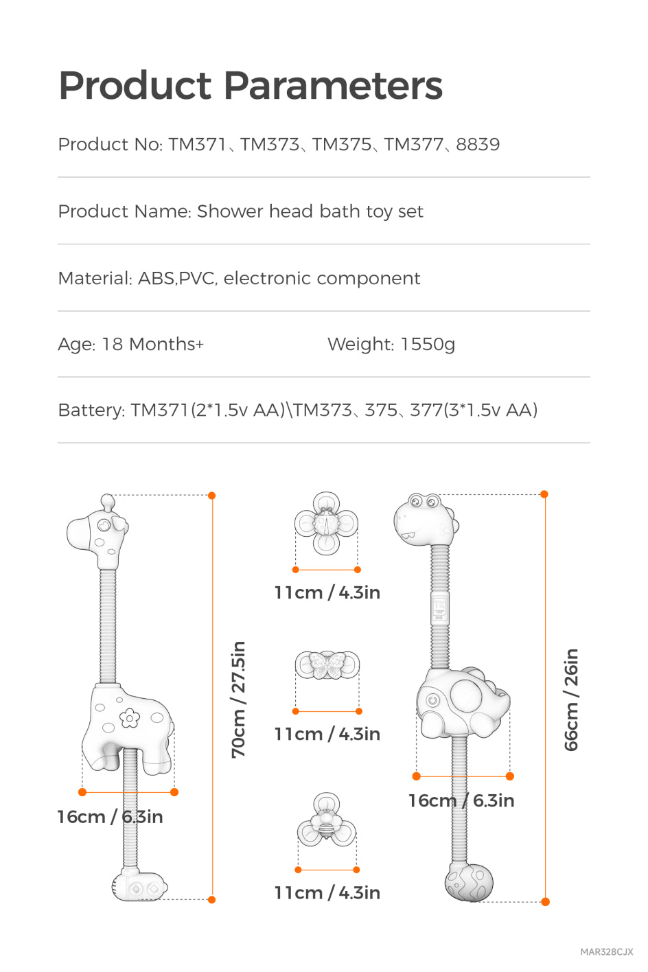 Baby Bath with Clockwork Spinning Toy Product parameters