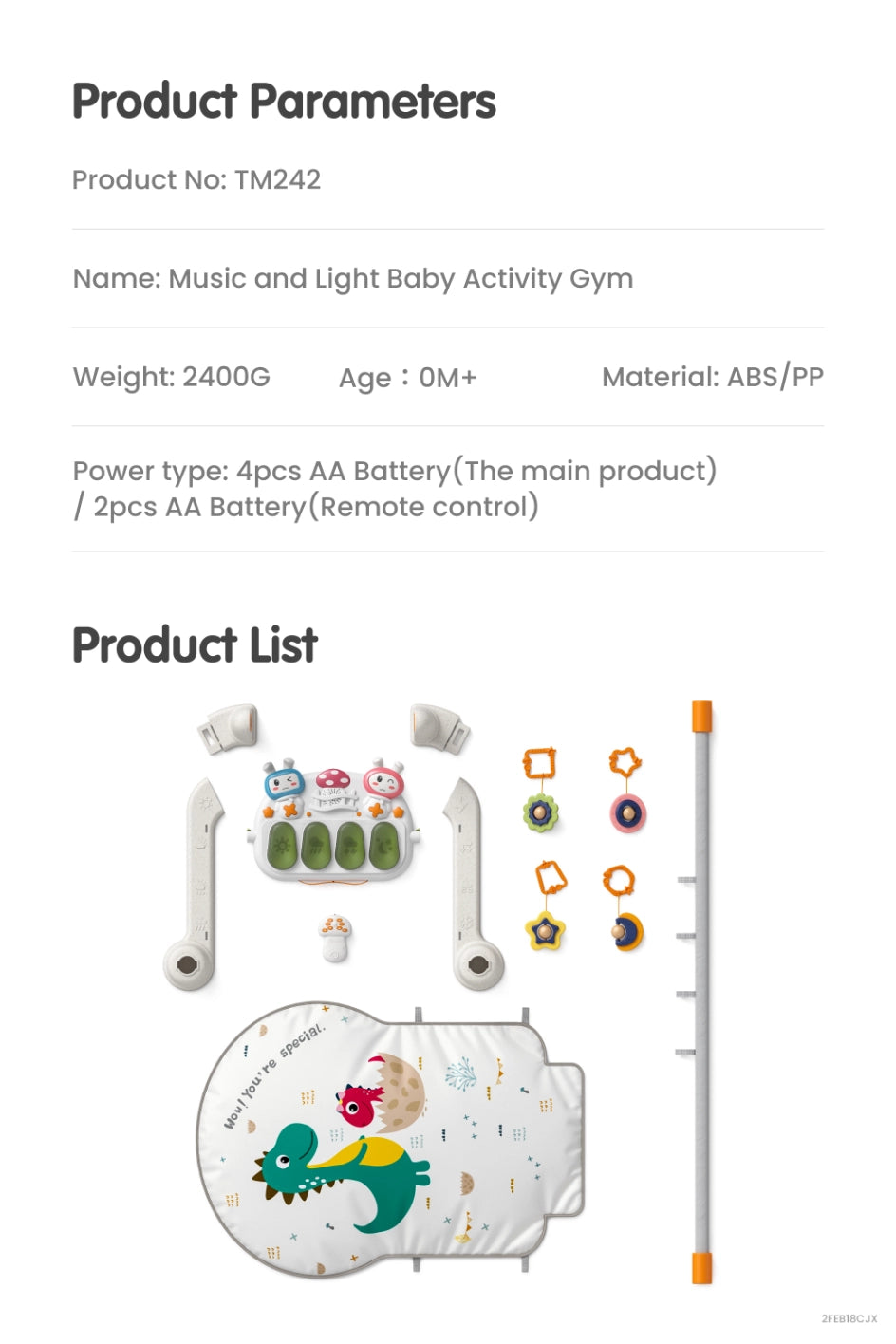 Baby Fitness Activity Playmat product parameters