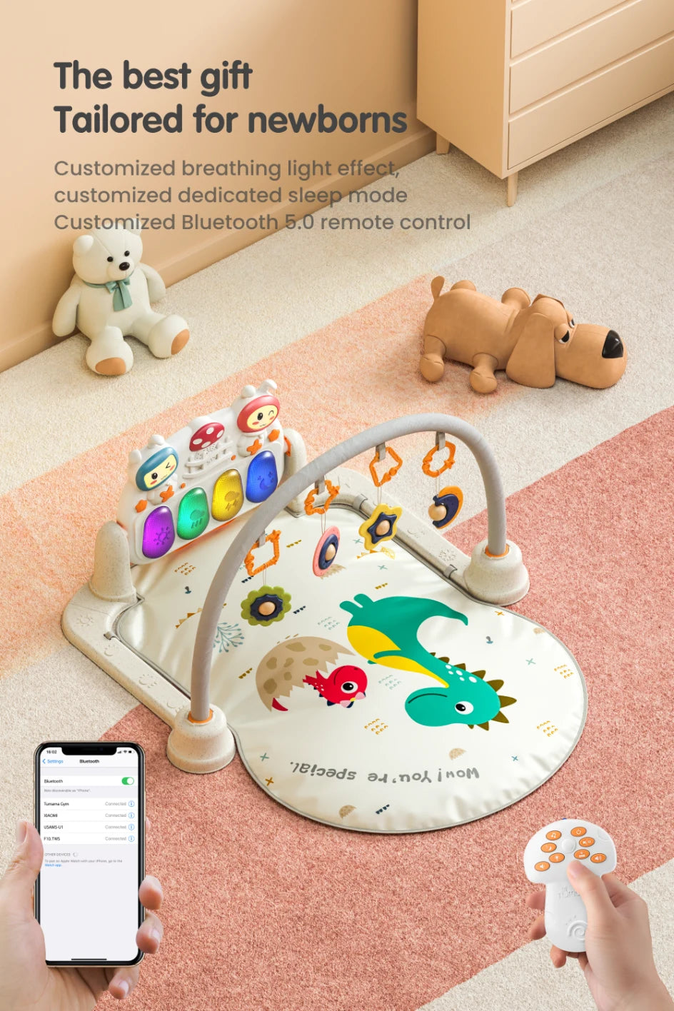 Baby Fitness Activity Playmat with Lights and Music on Floor