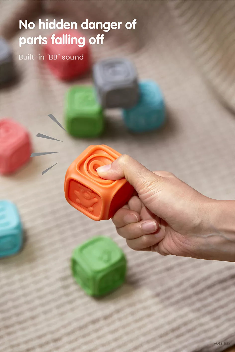 Baby Soft Stacking Blocks Chewing Sensory Toys no hidden danger of parts falling off