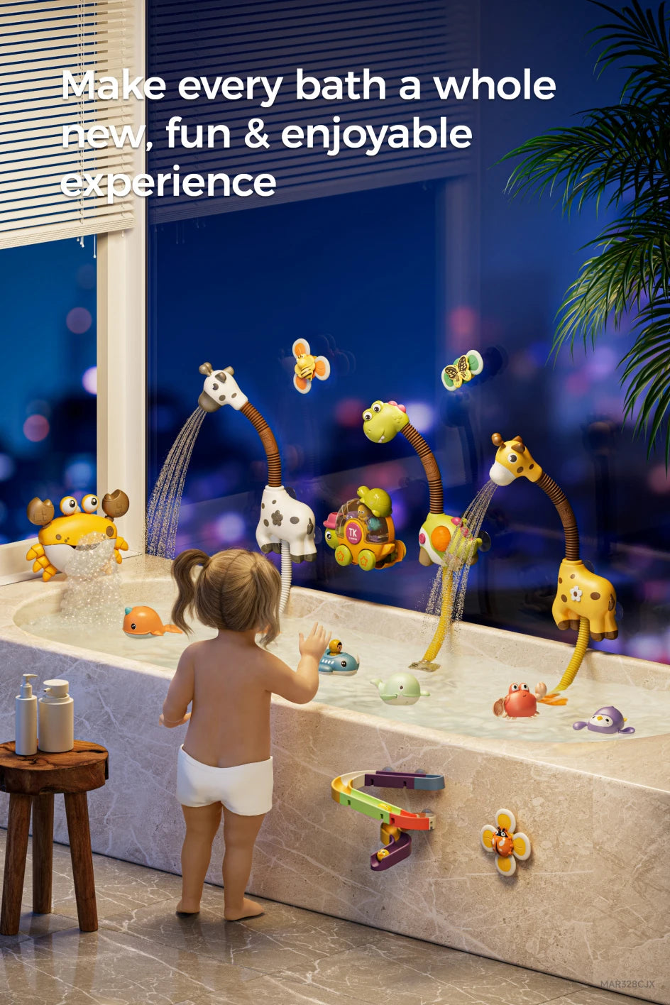 Baby bath with wind up spinning toy make every bath a whole new