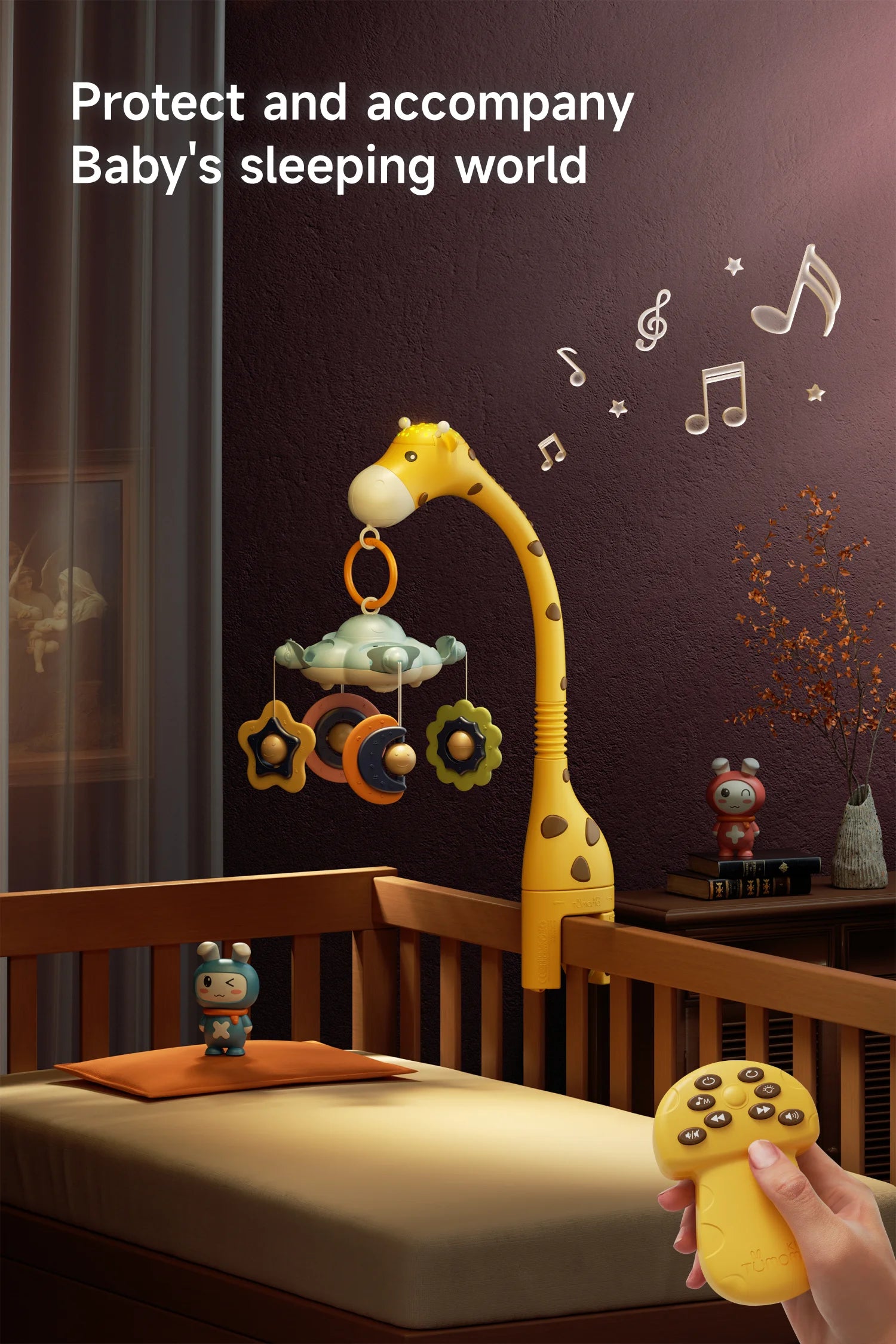 Baby giraffe toy with musical white noise