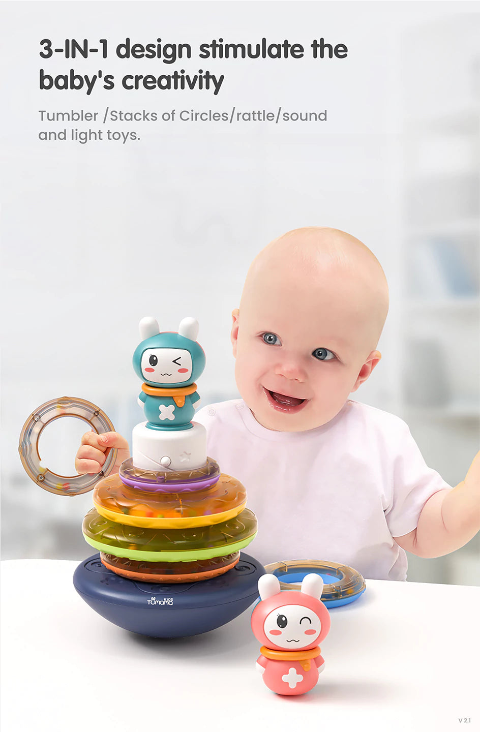 Baby musical stacking toy 3 in 1 design stimulate zhe babys creaticity