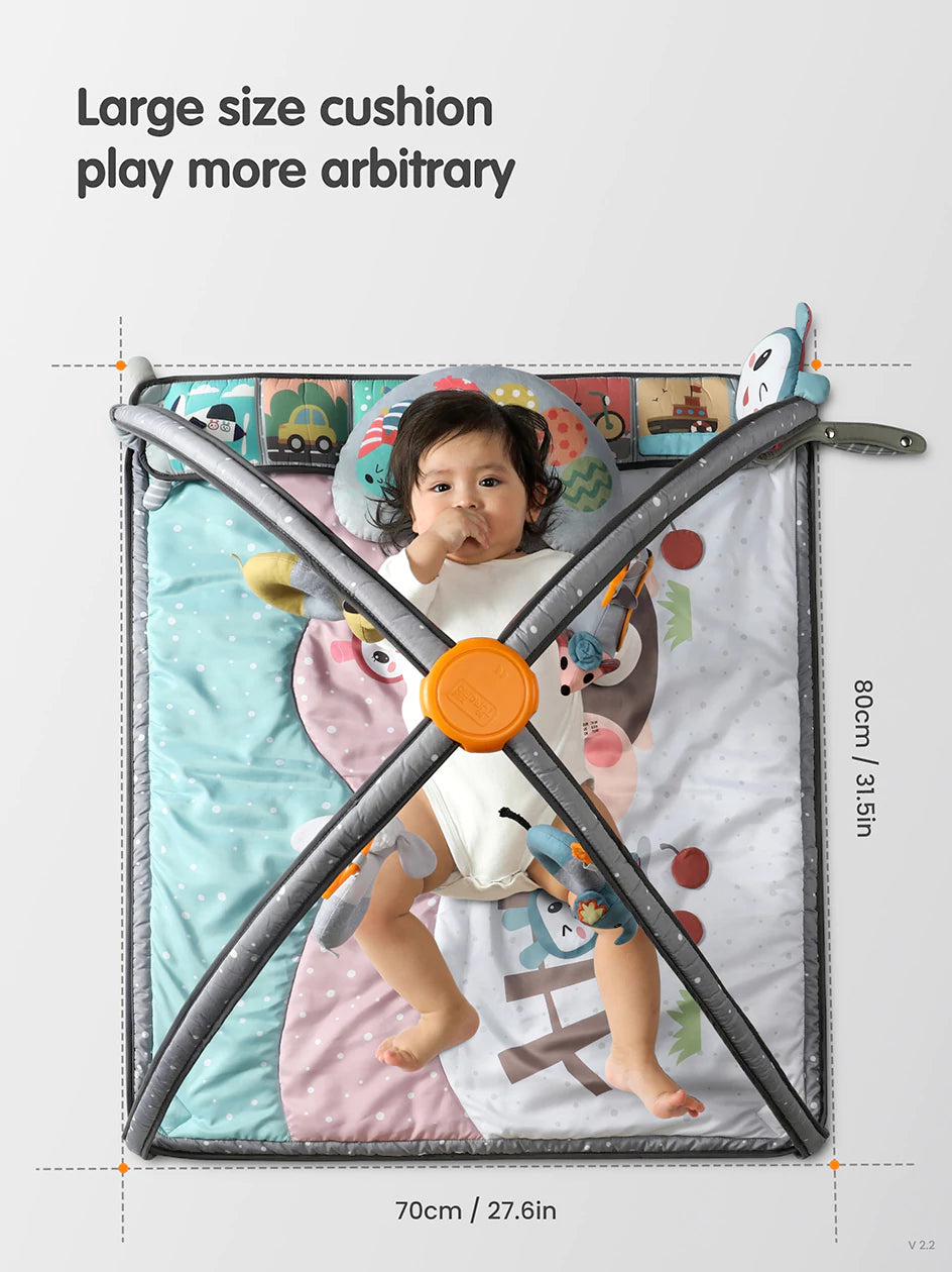 Baby play mat with soft book and mirrors
