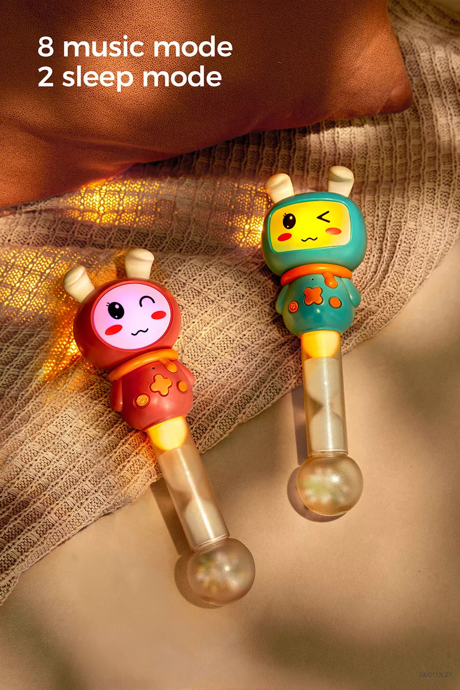 Baby shaker rattle with musical instruments and light
