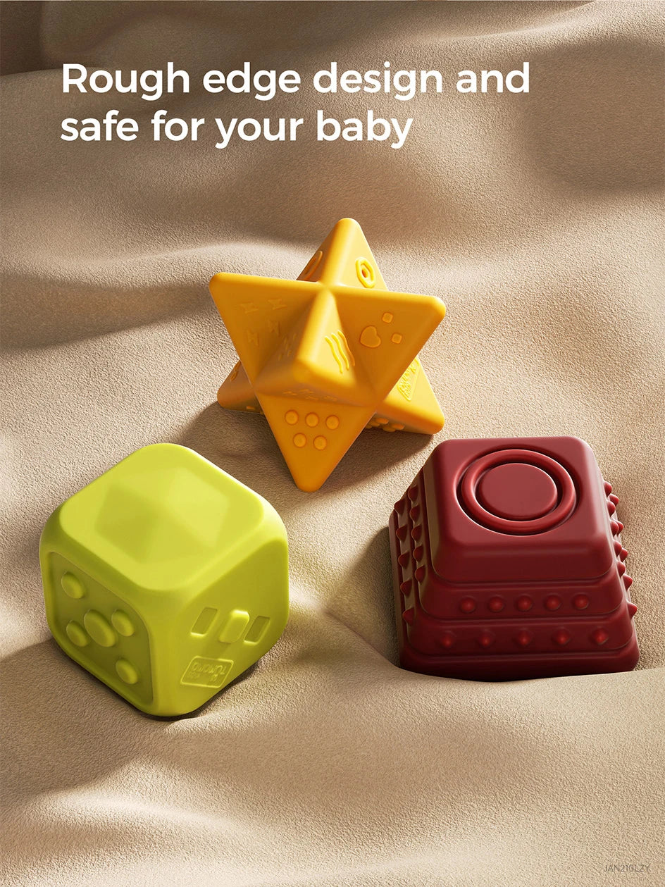 Baby soft chewing blocks for teething relief