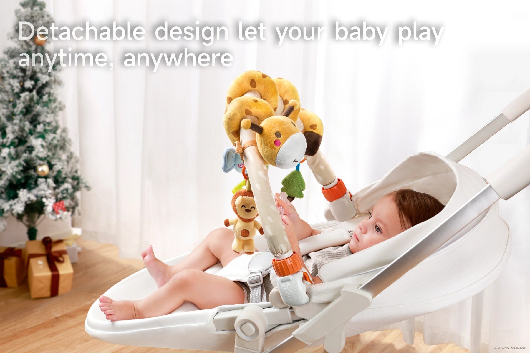 Baby stroller arch toy with adorable giraffe elephant lion characters