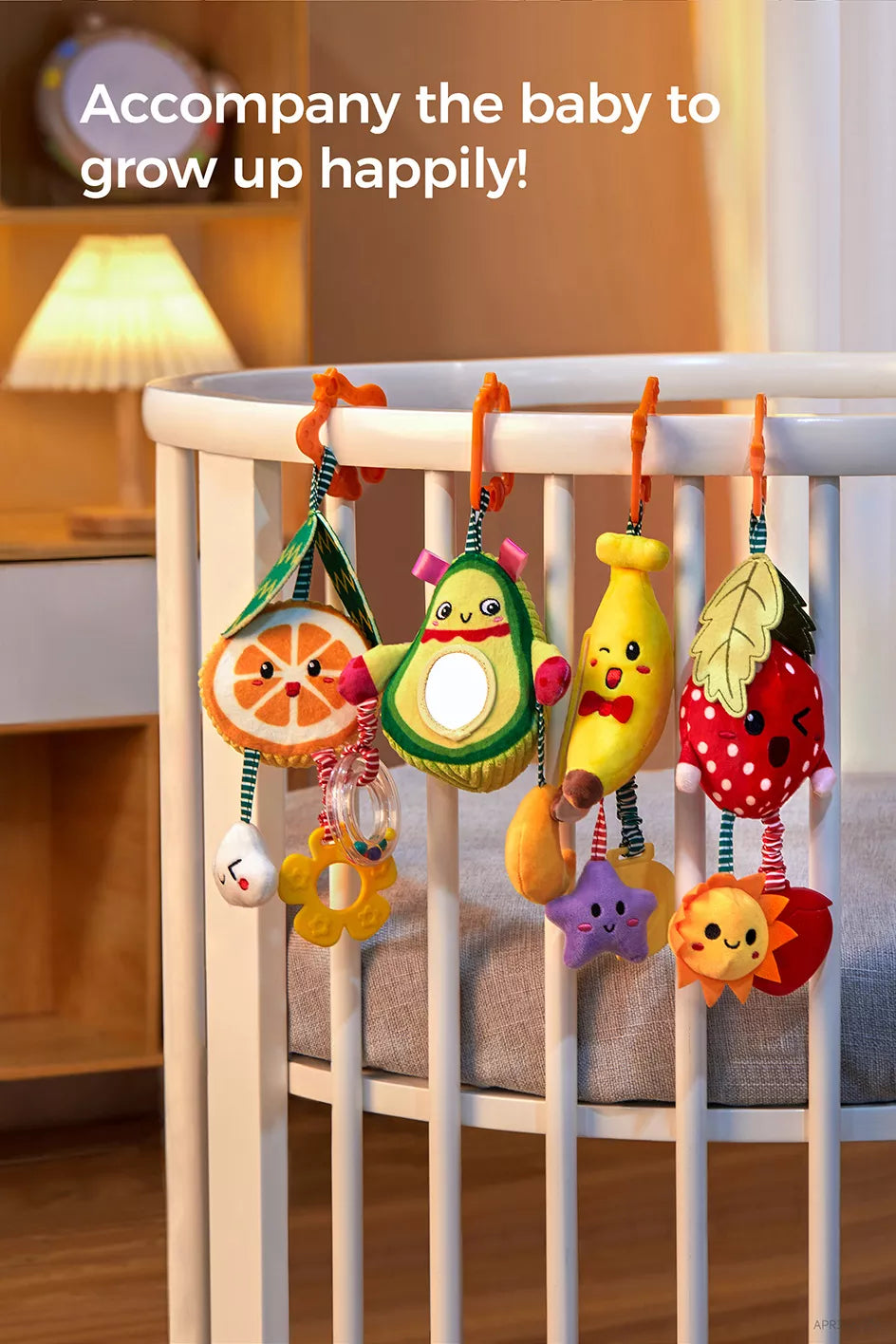 Baby toy hanging fruit rattle hanging from stroller