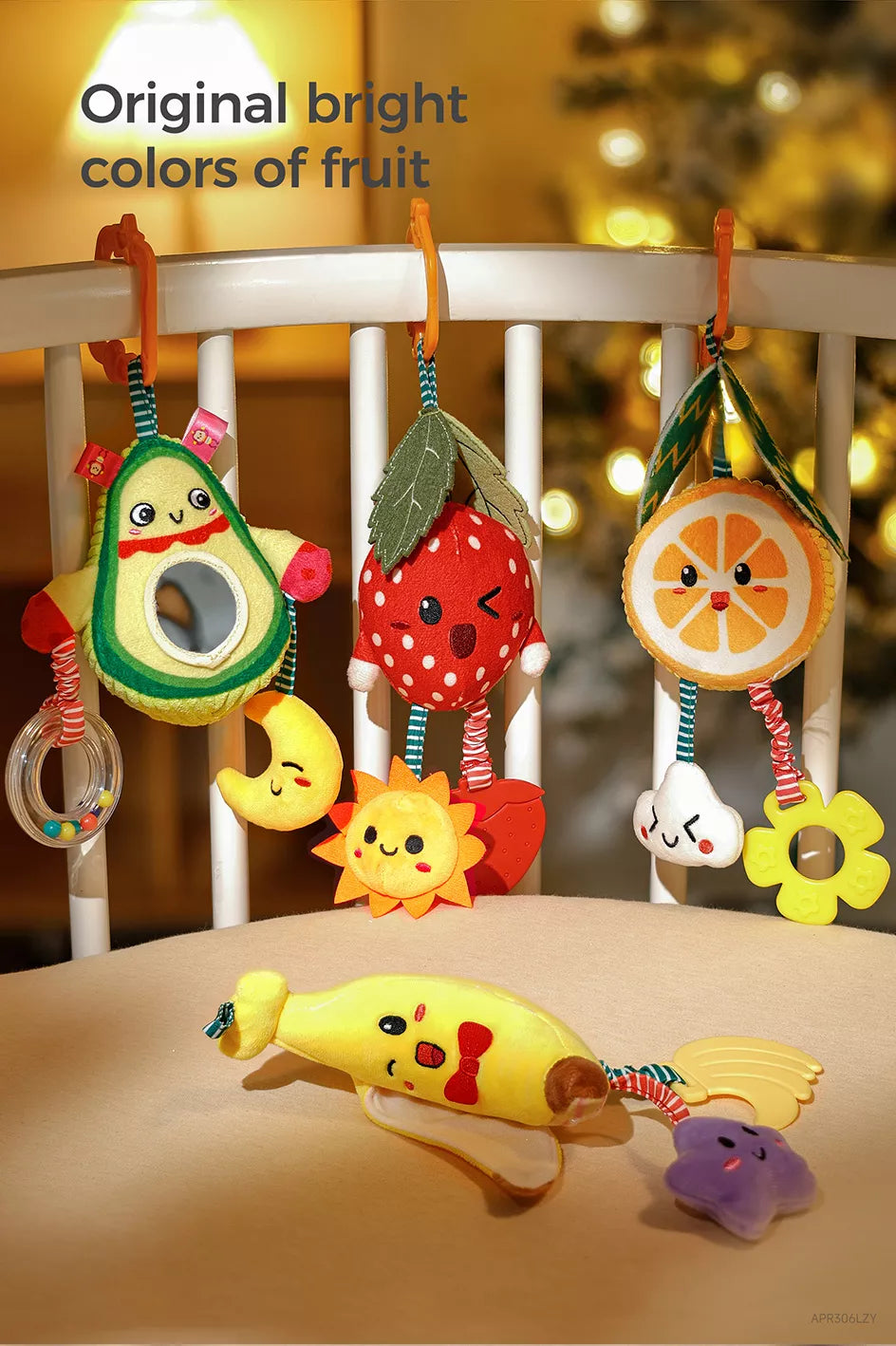 Baby toy hanging fruit rattle original bright colors of fruit