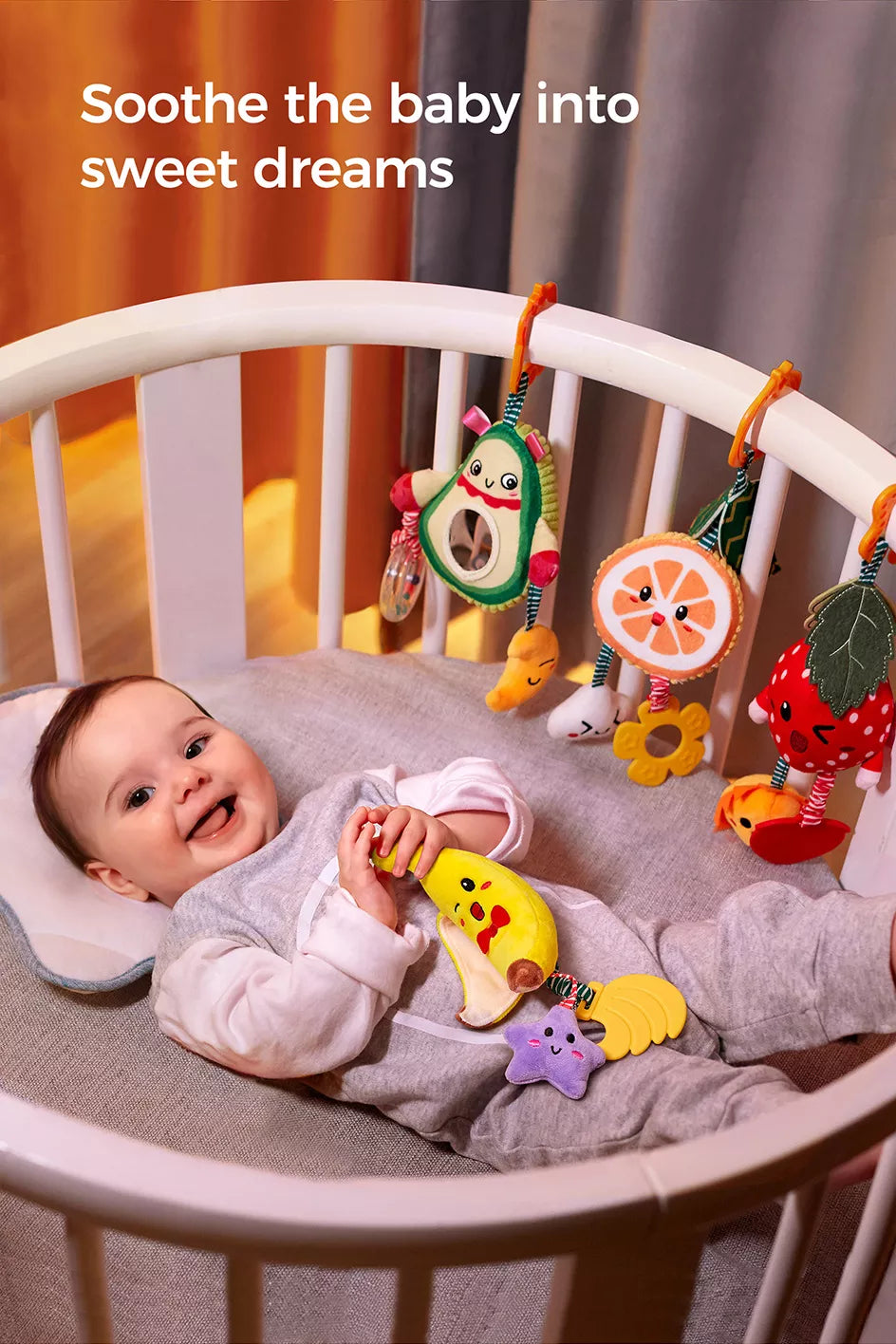 Baby toy hanging fruit rattle soothe zhe baby into sweet dreams