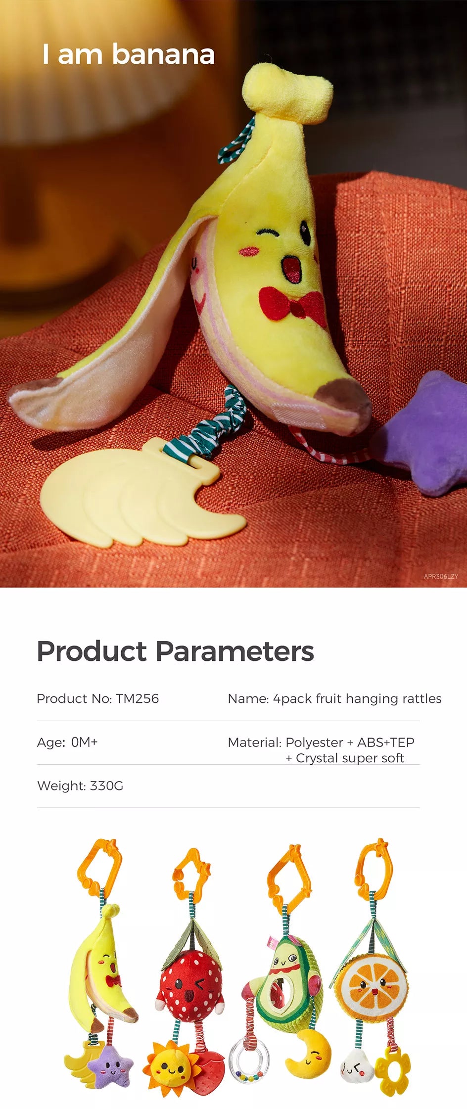 Baby toy hanging fruit rattles product parameters