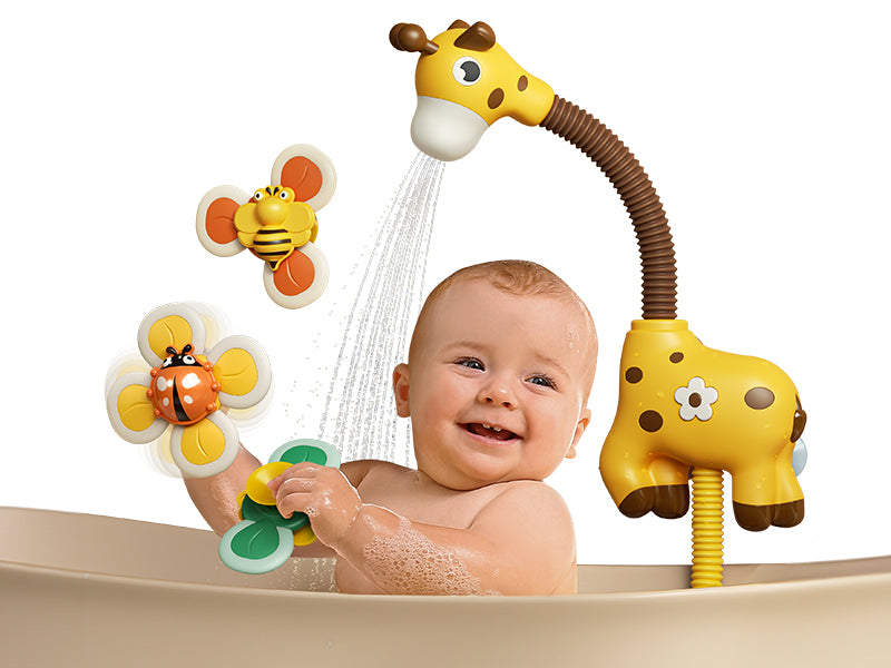 Baby bath toy shower head with spinner toys