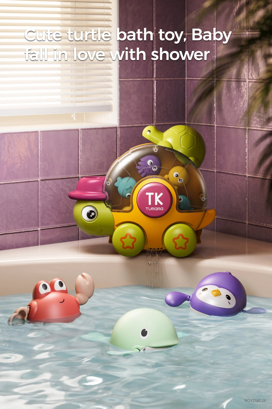 Bathtub fun water toy with turtle shower for toddlers