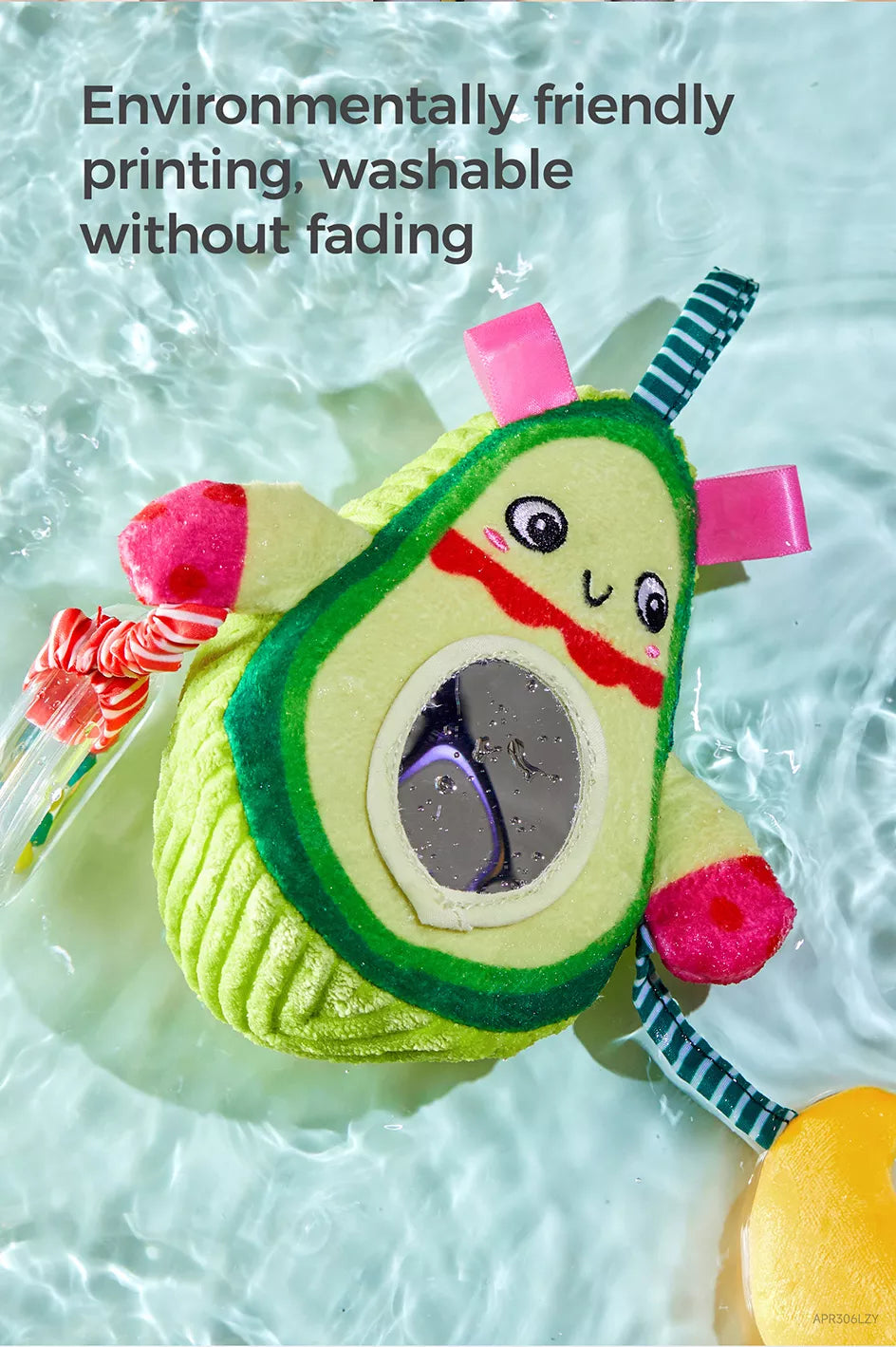 Cleaning avocado baby toy rattle