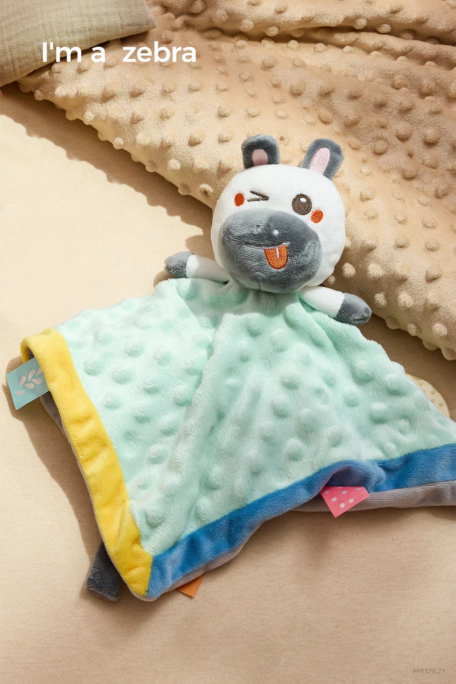 Comfort blanket teething toy for soothing comfort