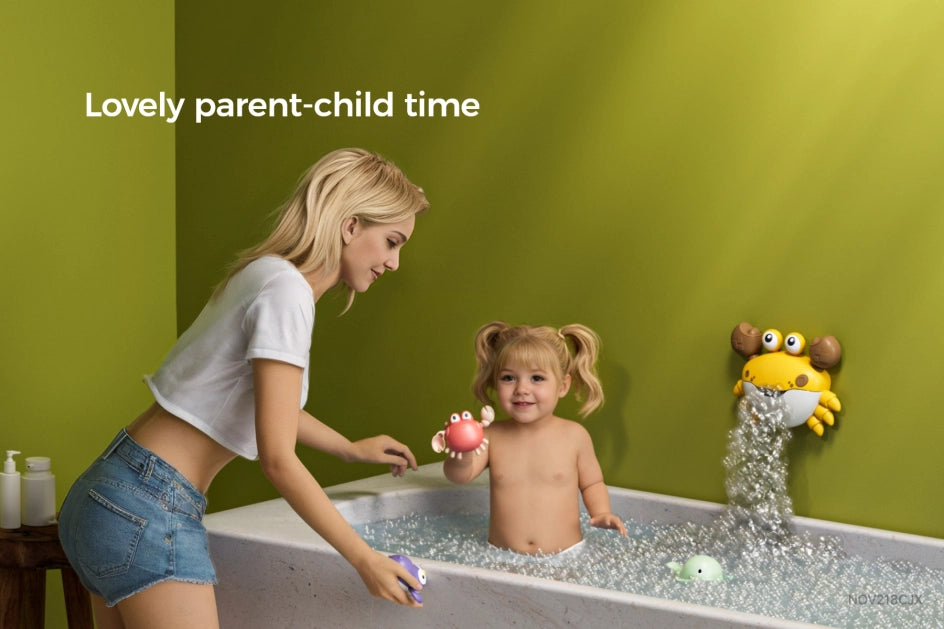 Crab bath bubble maker for interactive toddler baths