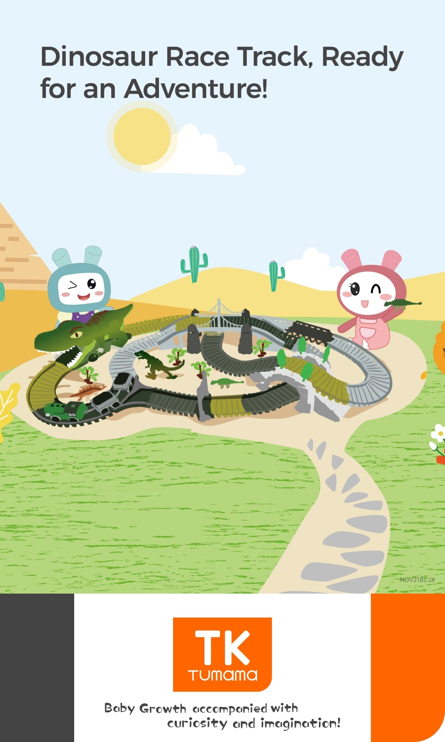 Dinosaur toys race track with 281 Pcs train set