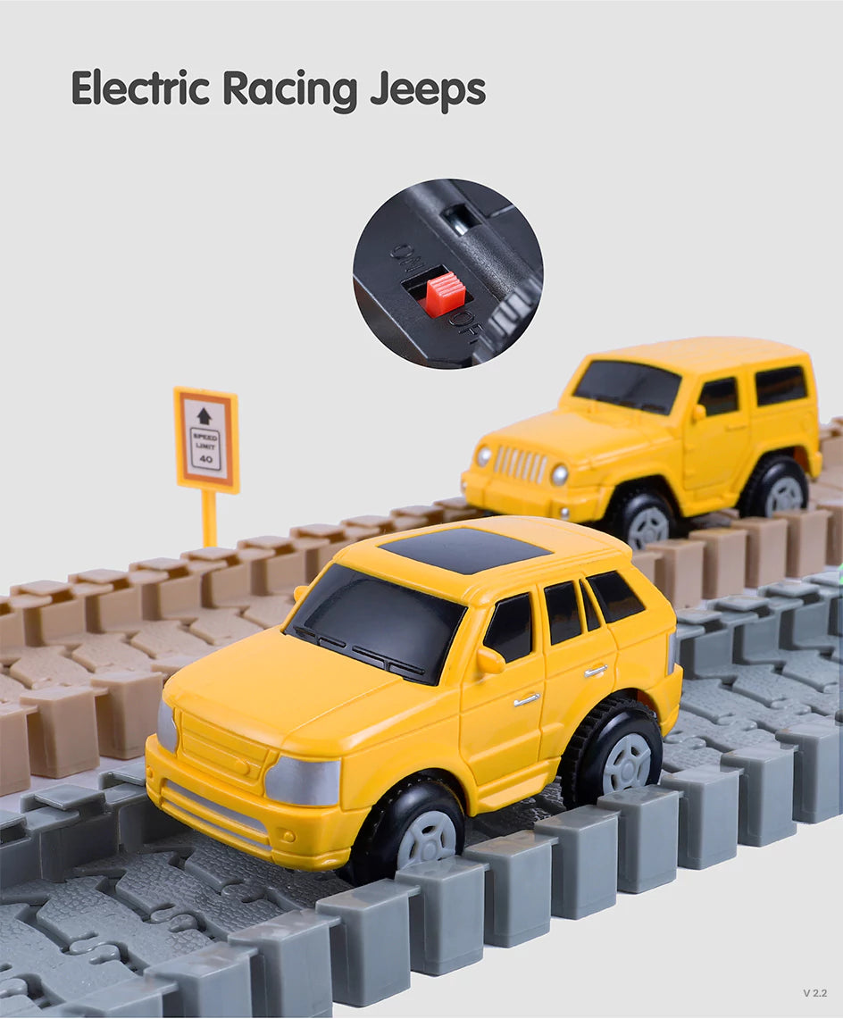 Electric cars for construction race track adventures