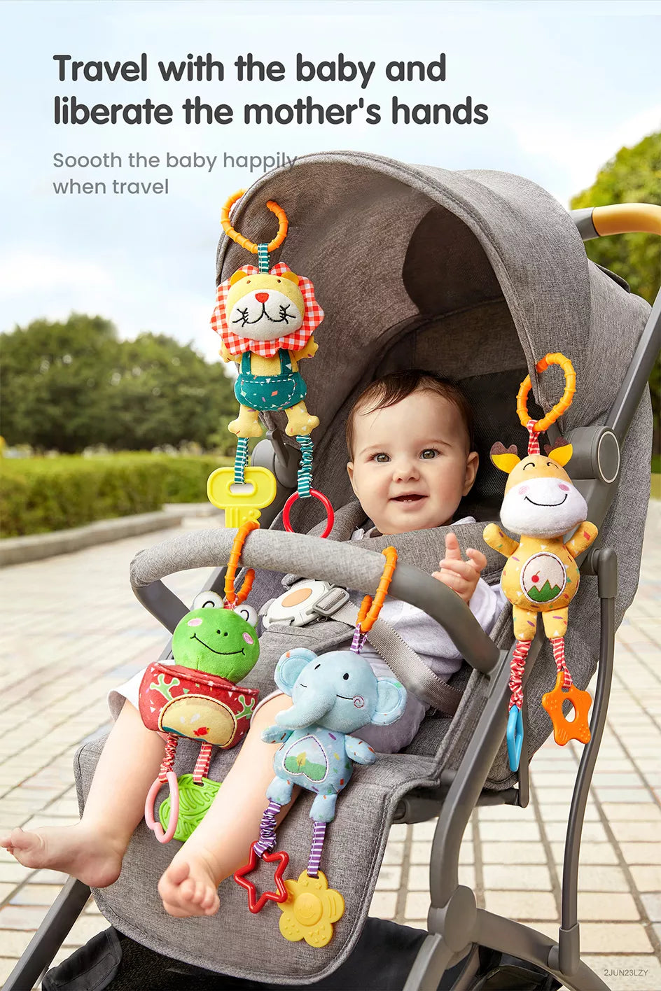 Frog Deer Elephant Lion Baby Hanging Above Stroller