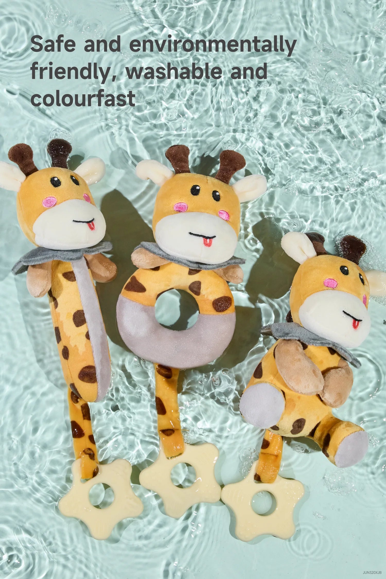 Giraffe themed sensory plush set for baby_s tactile play