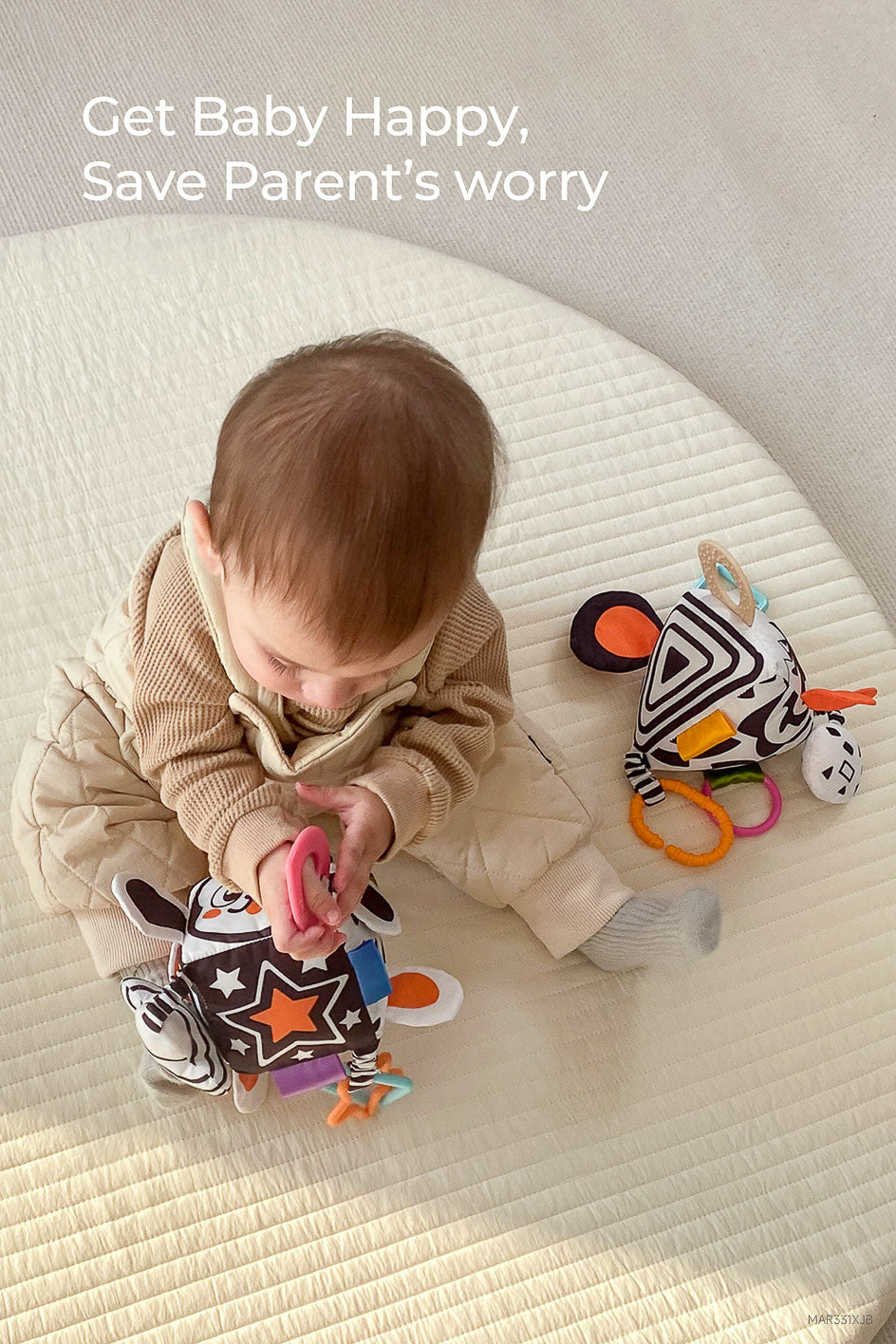 Hanging teething toy for sensory experiences in infants