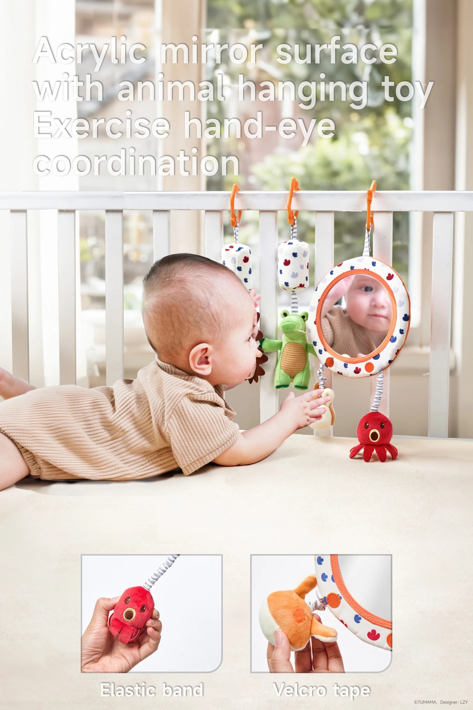 Hanging toy with busy book for car seat and stroller fun