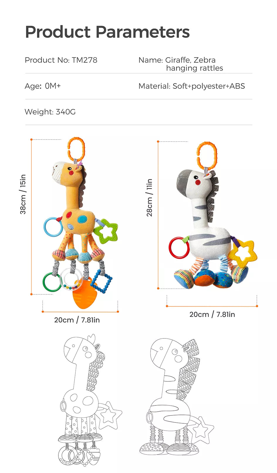 Infant hanging plush teether