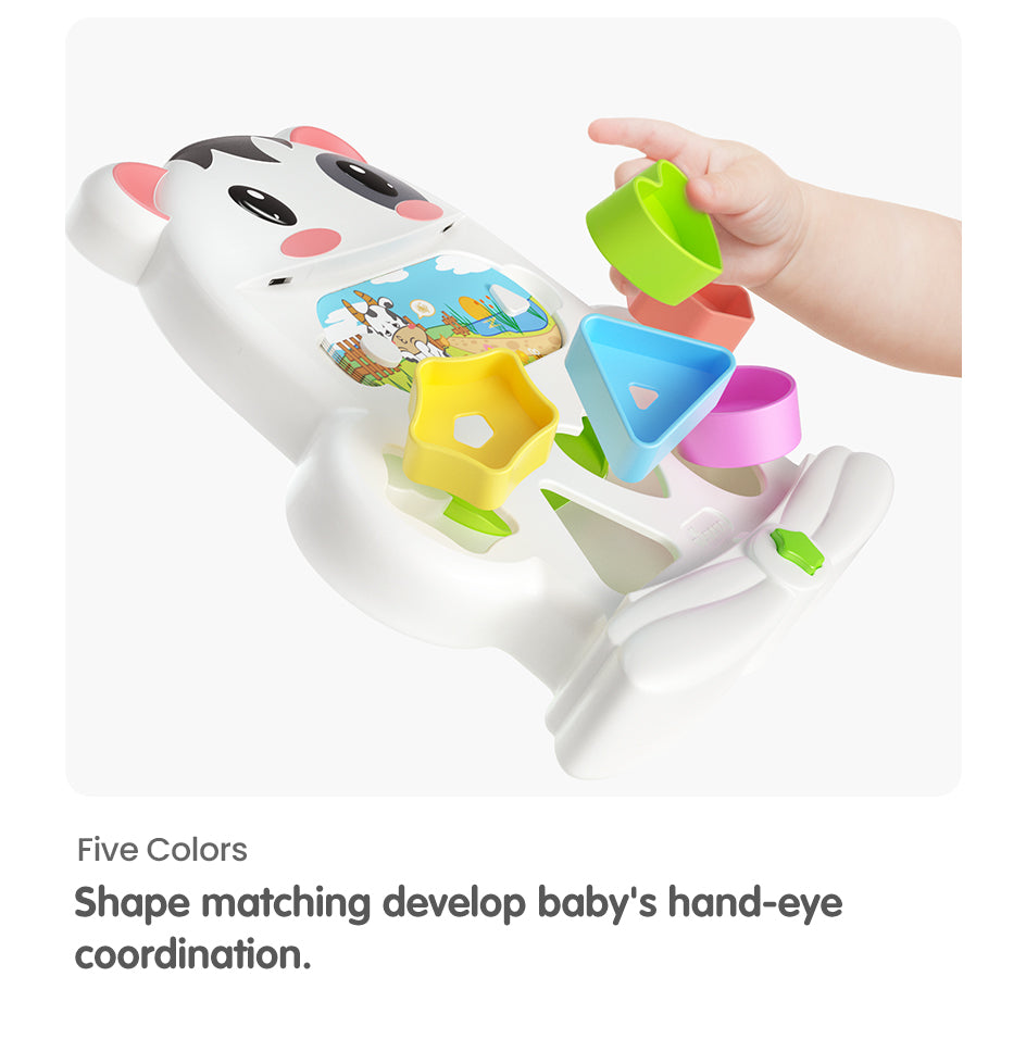 Interactive early learning toy with cow piano