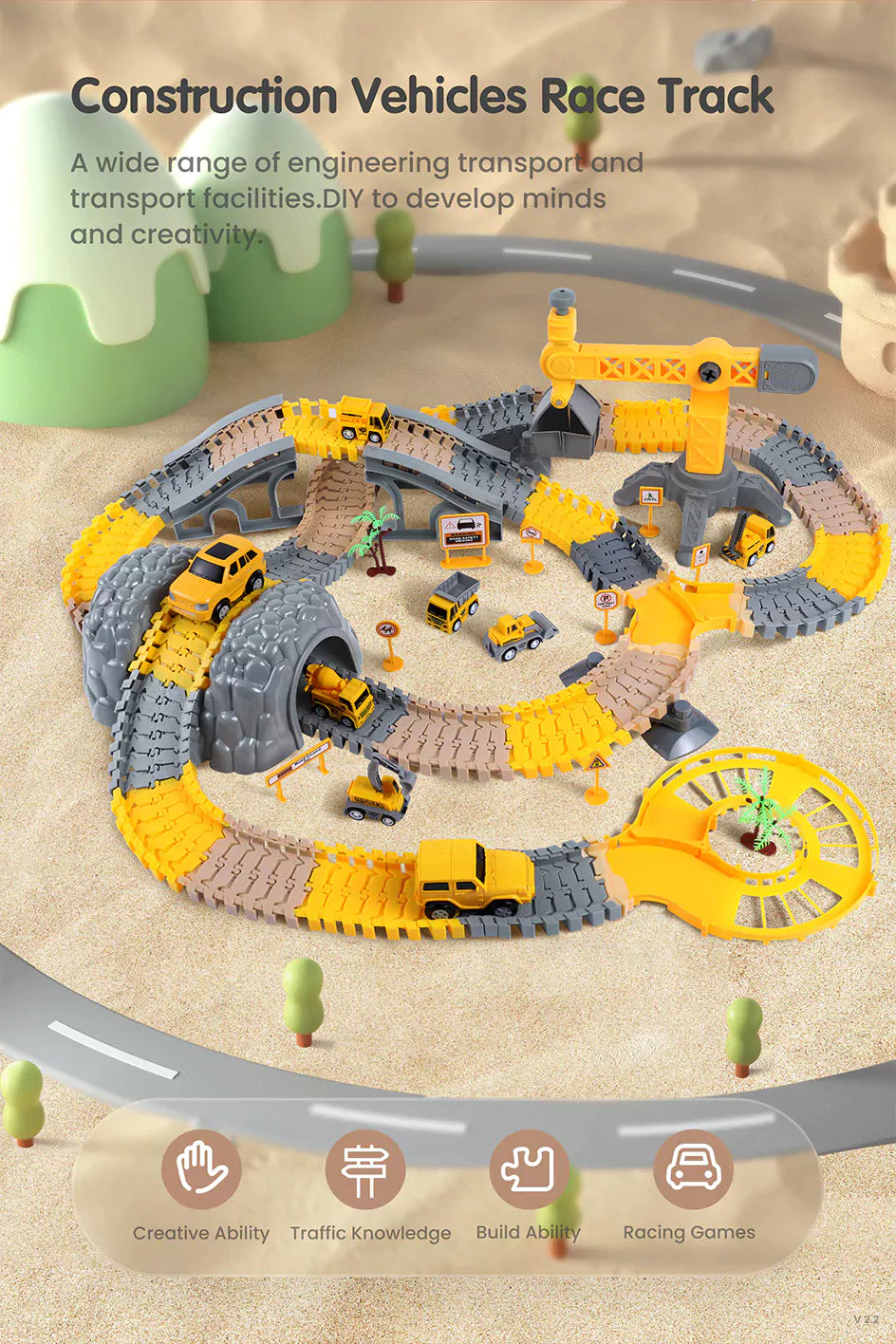 Kids_ construction race track with electric cars
