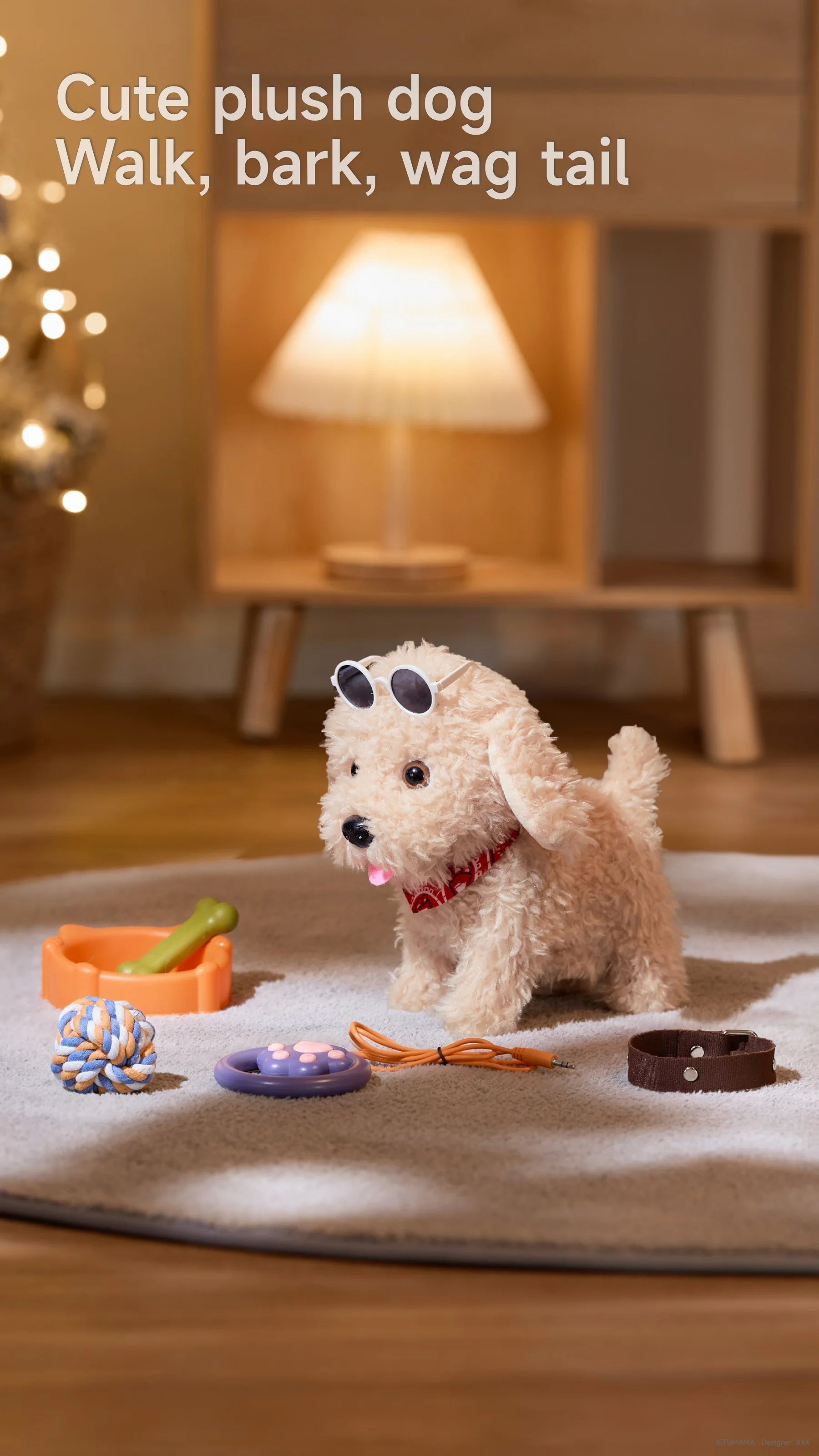 Leash equipped walking puppy toys for imaginative play