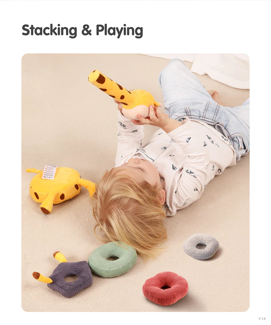 Montessori baby toy with soft stacking features