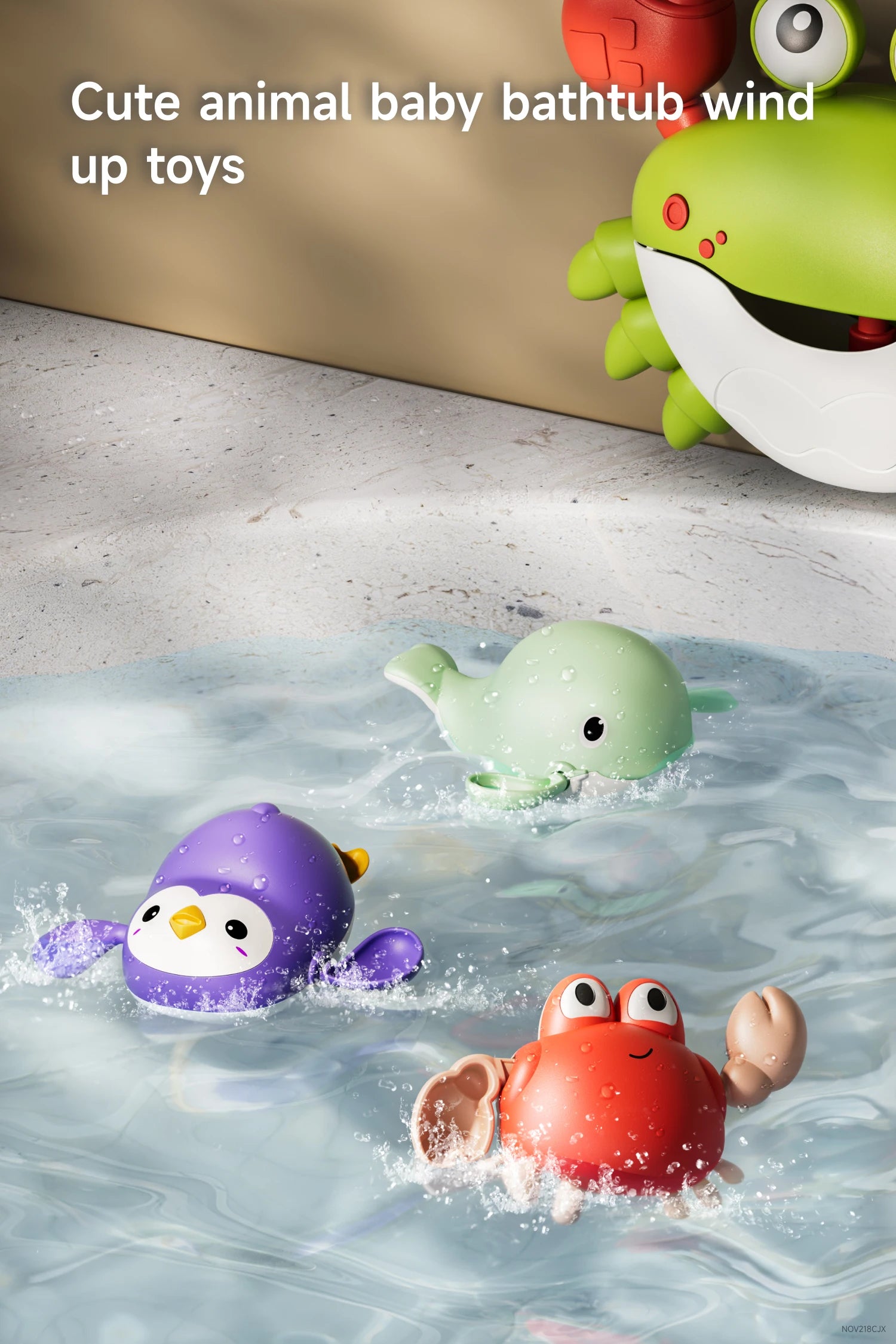 Music filled bathtub toys set with automatic crab bubble maker