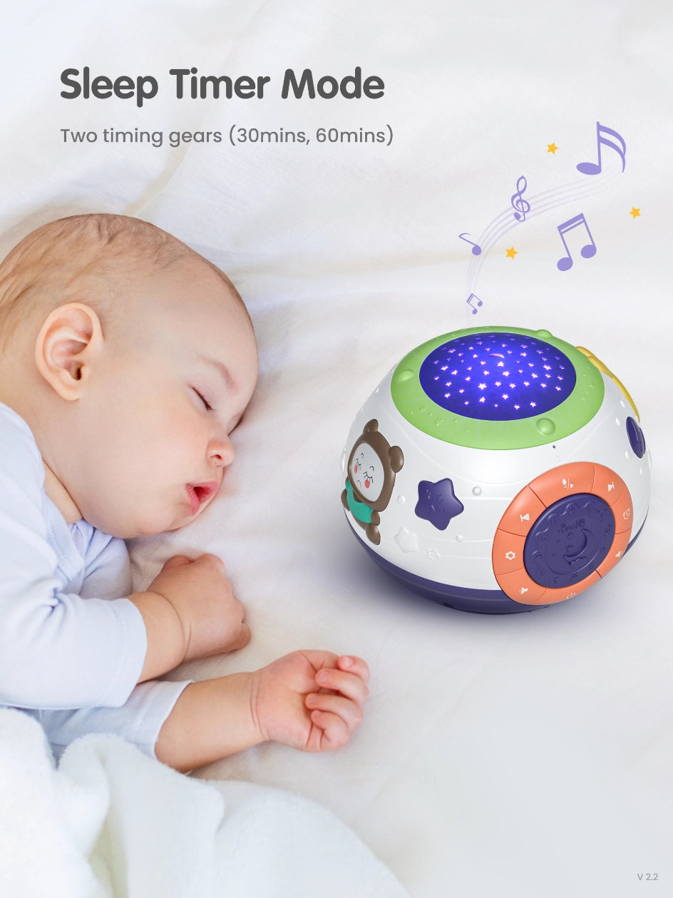 Night light projector for infants with calming melodies